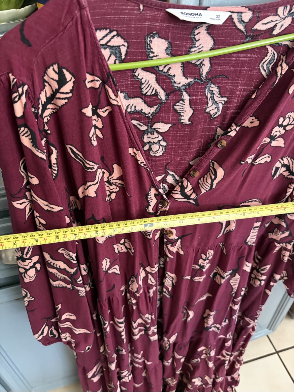 Sonoma Burgundy Floral Maxi Dress with Pink Accent - Picture 3 of 5